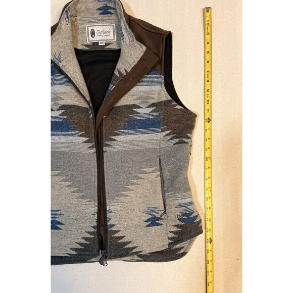 Vintage Aztec Wool Vest Pull Over-Size M Outback Trading Co. Western Wear Aztec - Picture 8 of 14